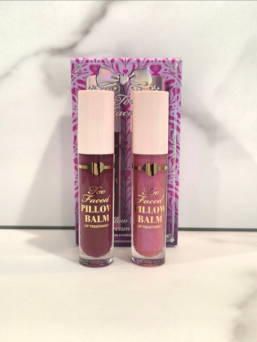 TOO FACED Pillow Balm Dream Duo In Berry Jam Kiss & Fairy Kiss Full Sz - NIB